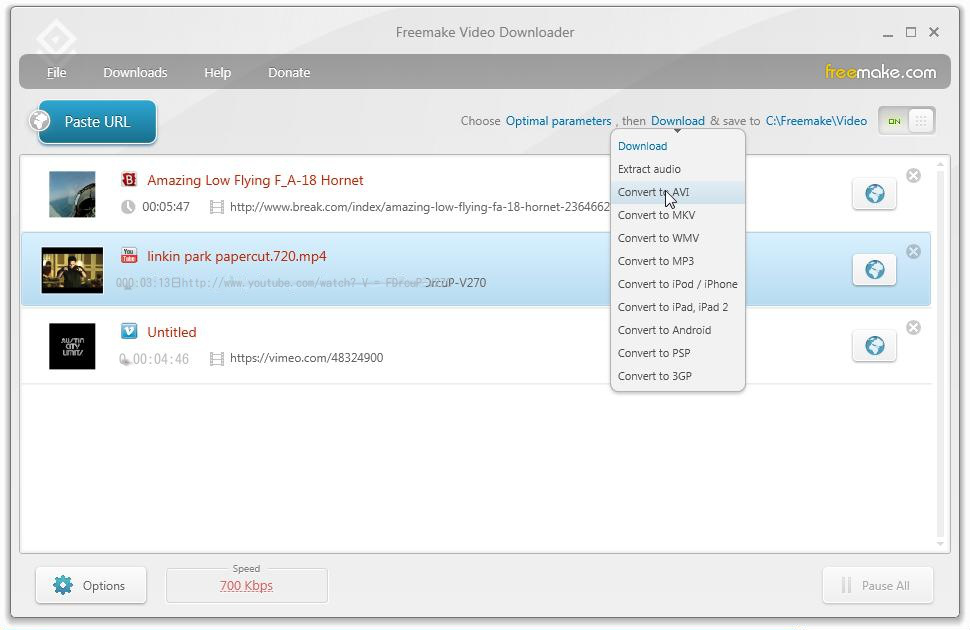 Freemake YouTube Video Downloader ソフトウェアの操作インターフェース