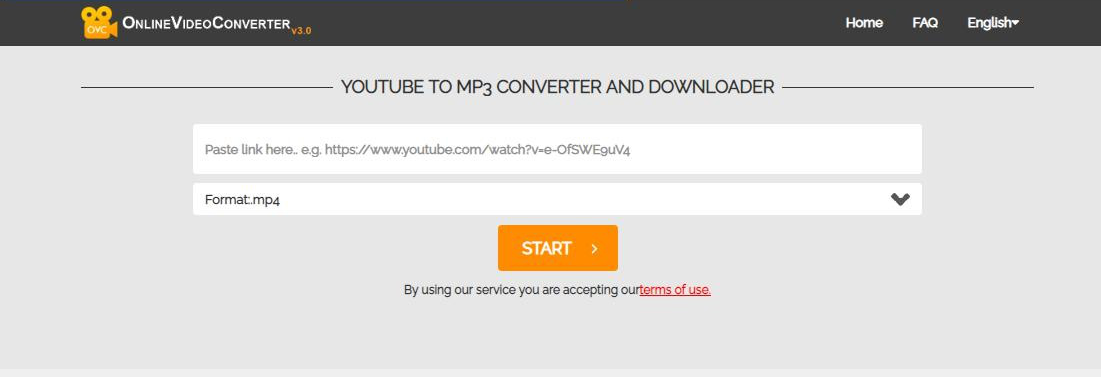 Online Video Converter オンライン ダウンロード ツールの操作インターフェイス