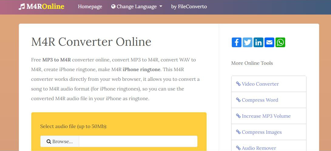 M4R Online オンラインフォーマット変換ツール