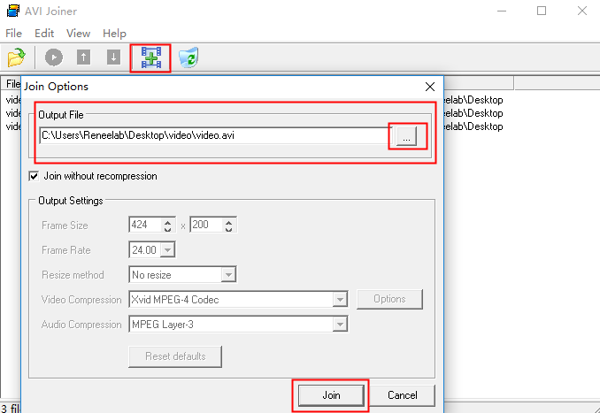 AVI Joinerにファイル追加