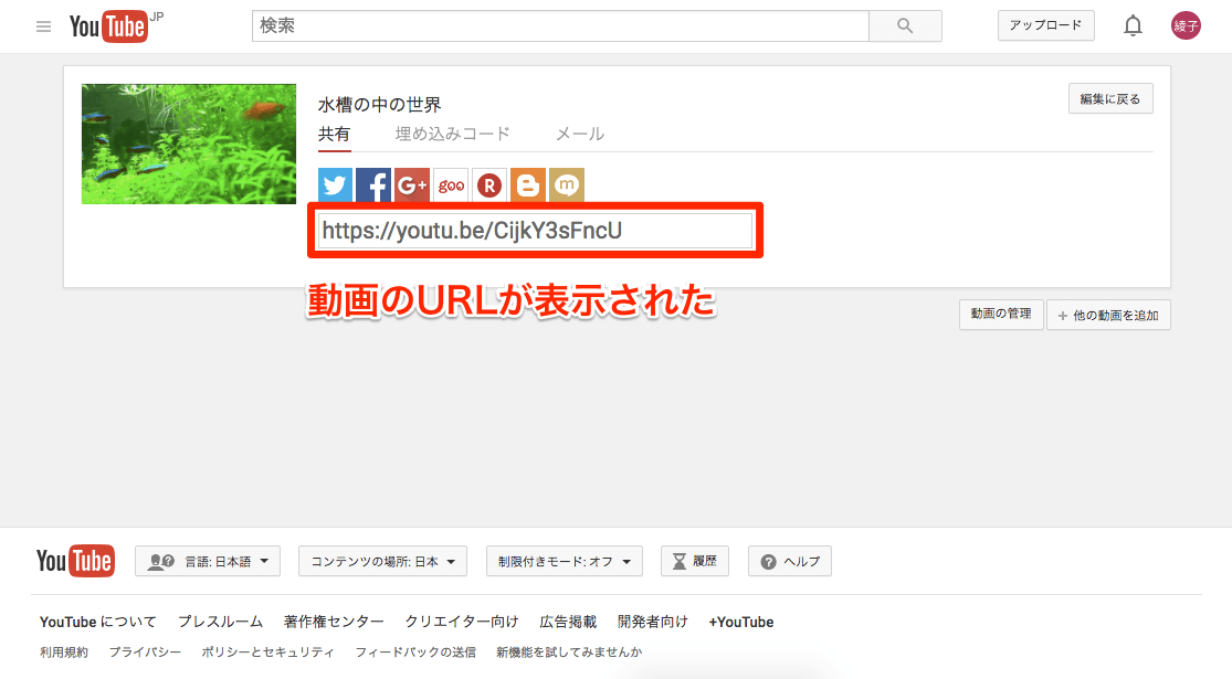 youtubeアップロード