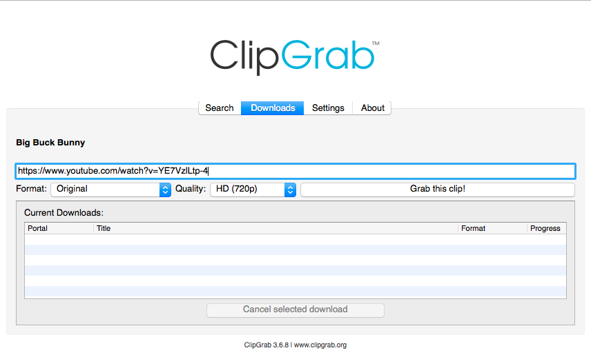 ClipGrabソフトにリンクをコピー