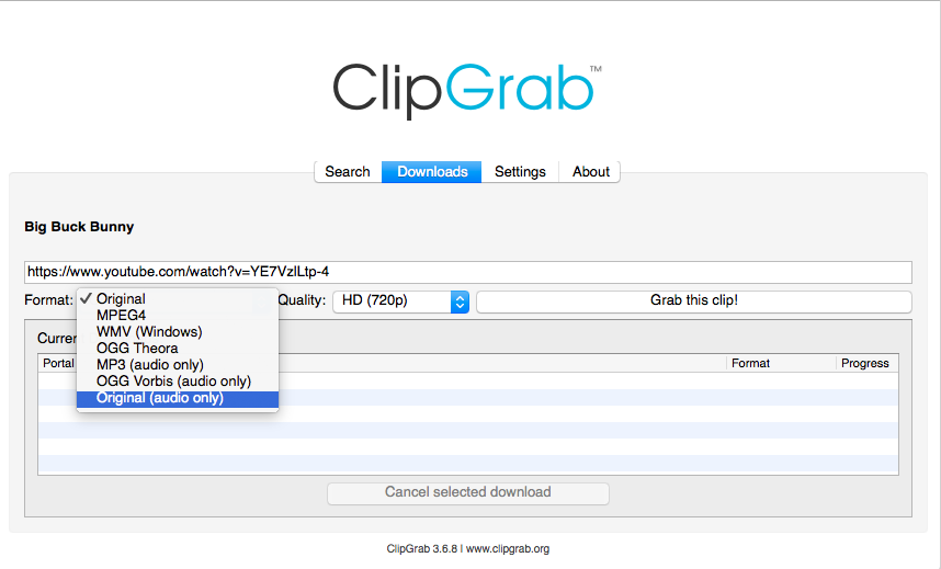 ClipGrabでYouTubeからMP3をダウンロード