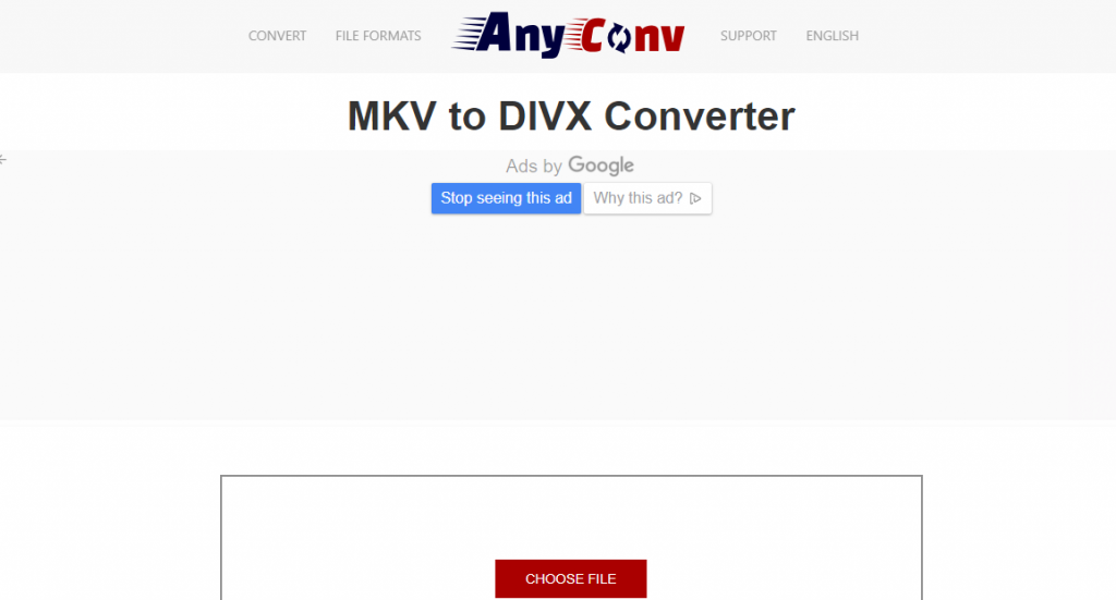 AnyConvサイトでMKVをDIVXに変換
