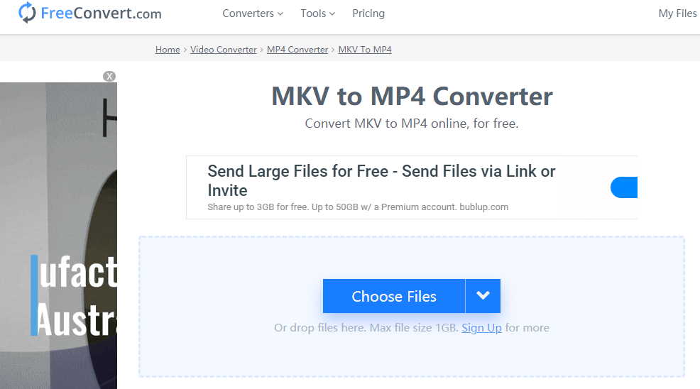 Free Convert.comでMKVをMP4に変換