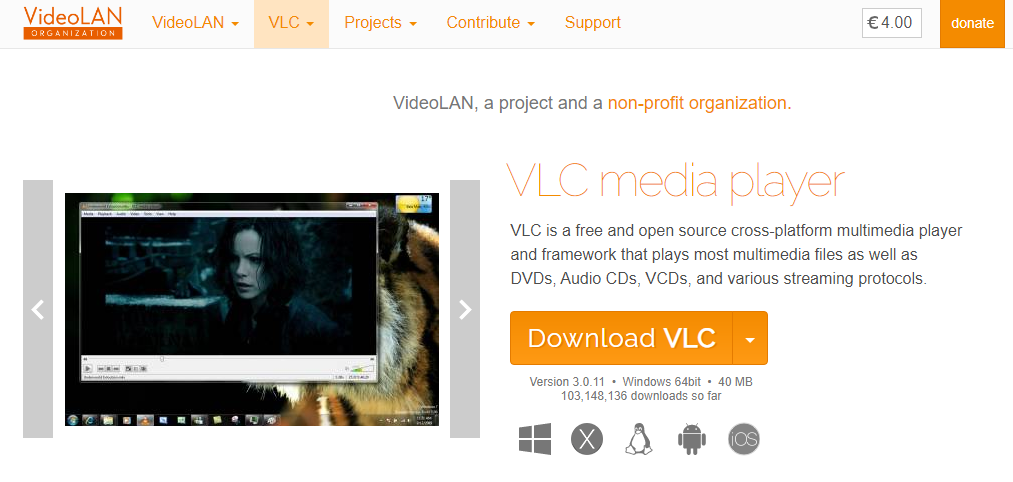 VLC media playerでwebm 再生