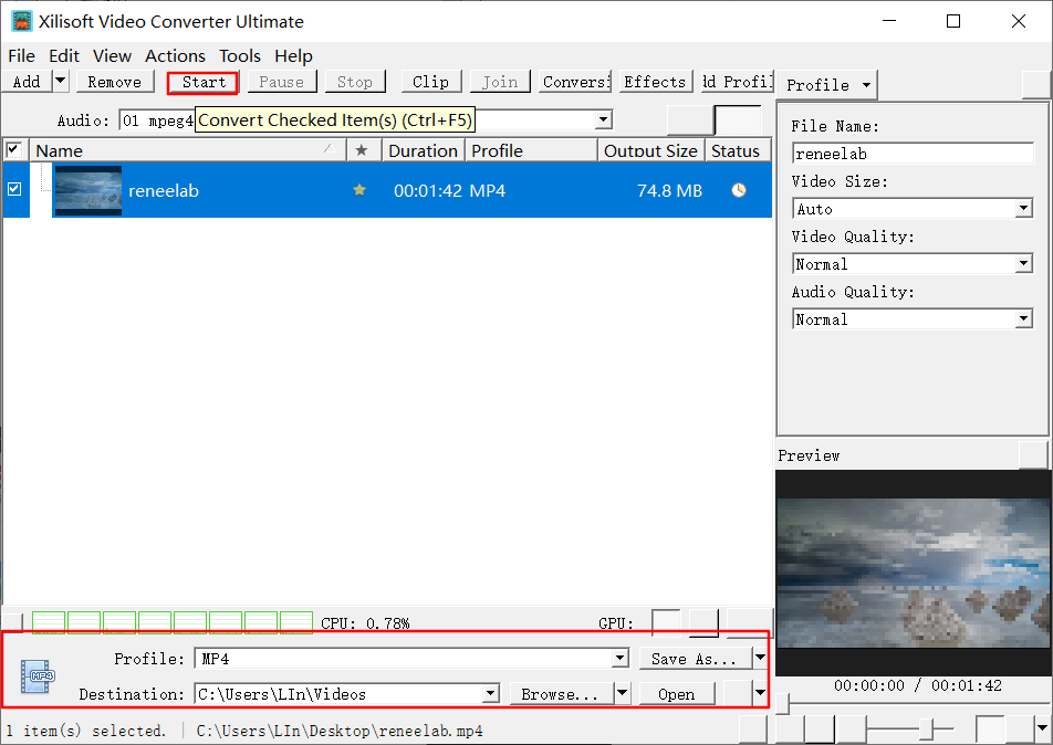  Xilisoft Video Converter Ultimat動画出力