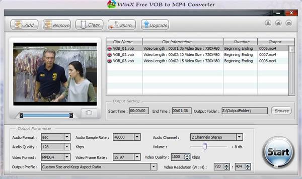 WinX Free VOB To MP4 Converterソフト