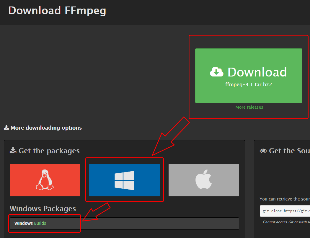 ffmpegのdownloadを押してwindowsbuildsを選択する